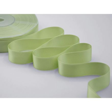 Lime green double satin ribbon 25 mm